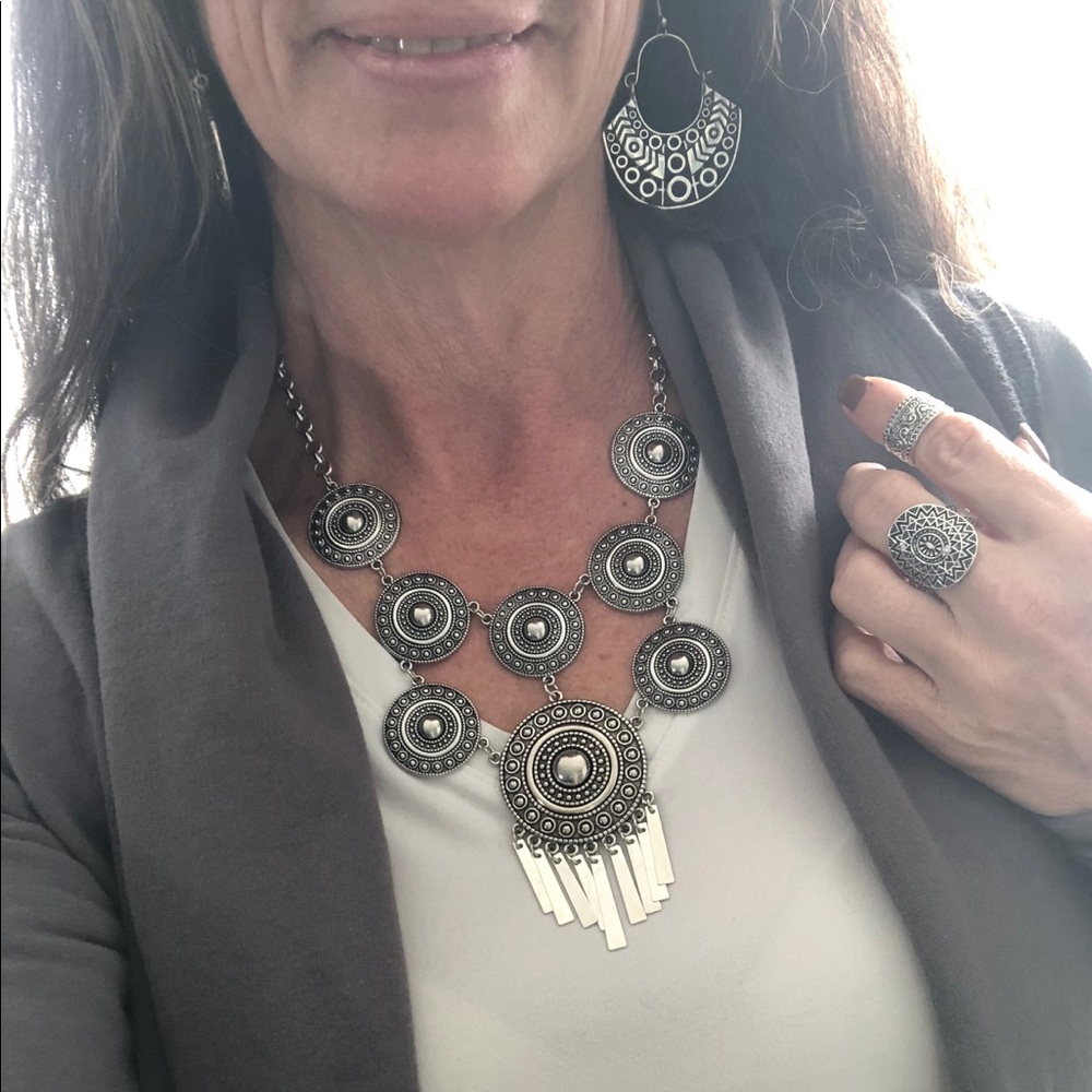 Studded Tribal Boho Tiered Necklace